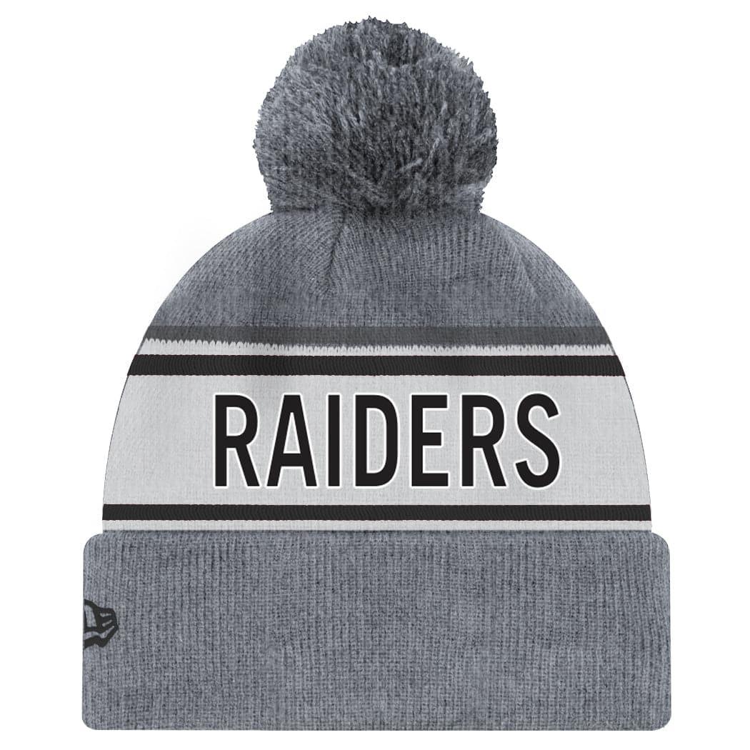 New Era Beanies Las Vegas Raiders New Era NFL Official Marle Knit Pom Beanie - Grey