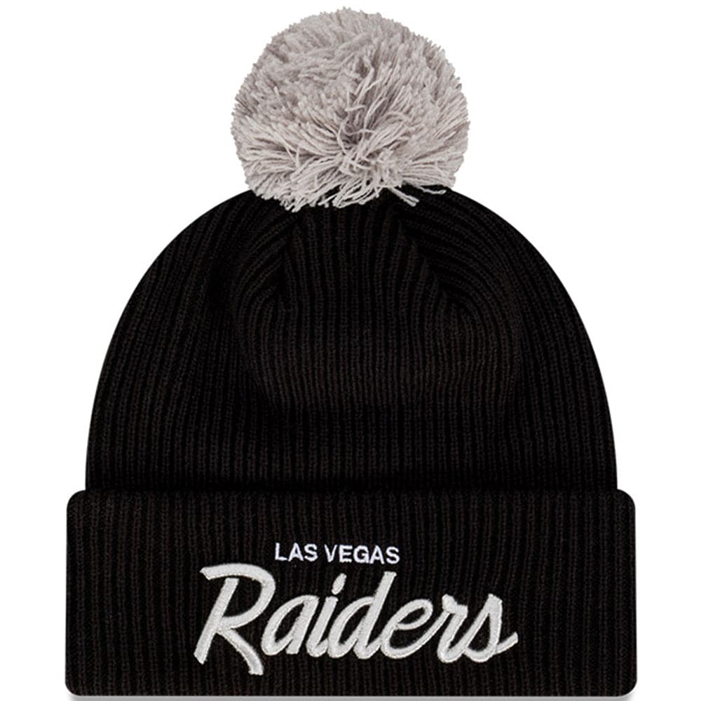 New Era Beanies Las Vegas Raiders New Era NFL Pom Script Beanie - Black