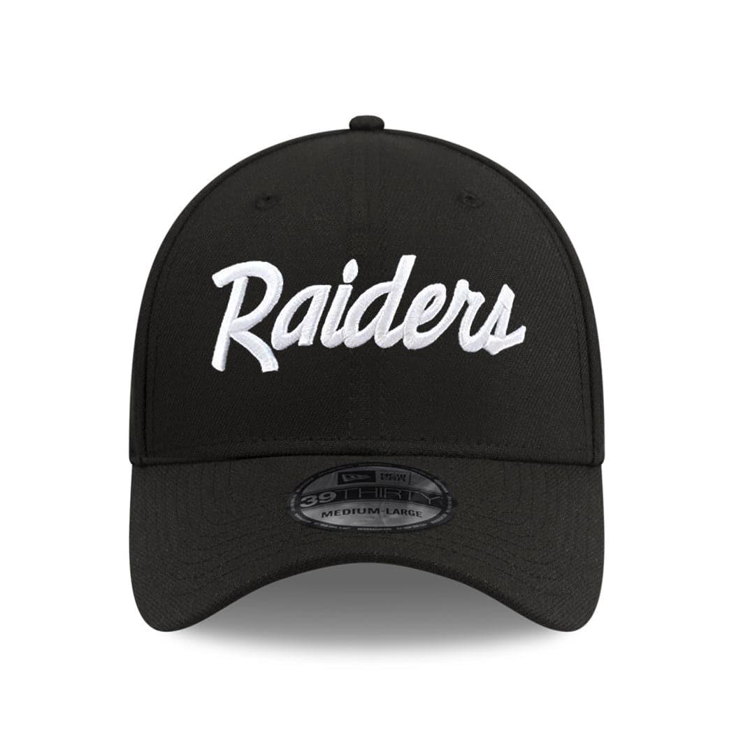 New Era Caps Las Vegas Raiders New Era NFL Script 39THIRTY Flex Fit Curve Hat - Black
