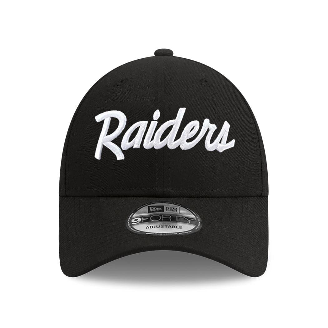 New Era Caps Las Vegas Raiders New Era NFL Script 9FORTY Snapback Curve Hat - Black