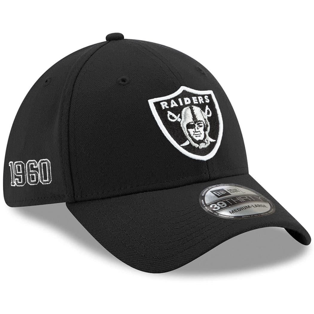 New Era Caps Las Vegas Raiders New Era NFL Team Established 39THIRTY Curve Flex Hat - Black