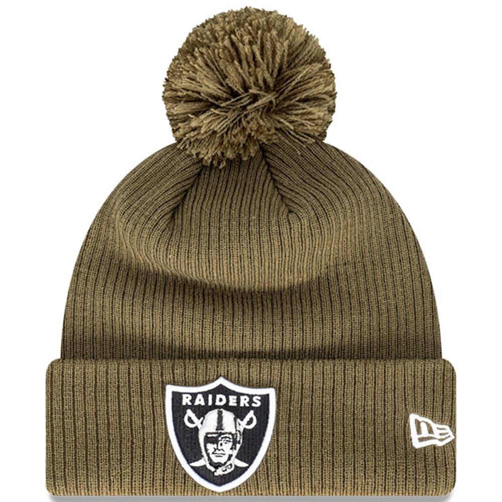 New Era Beanies Las Vegas Raiders New Era NFL Team Pom Knit Beanie - Olive