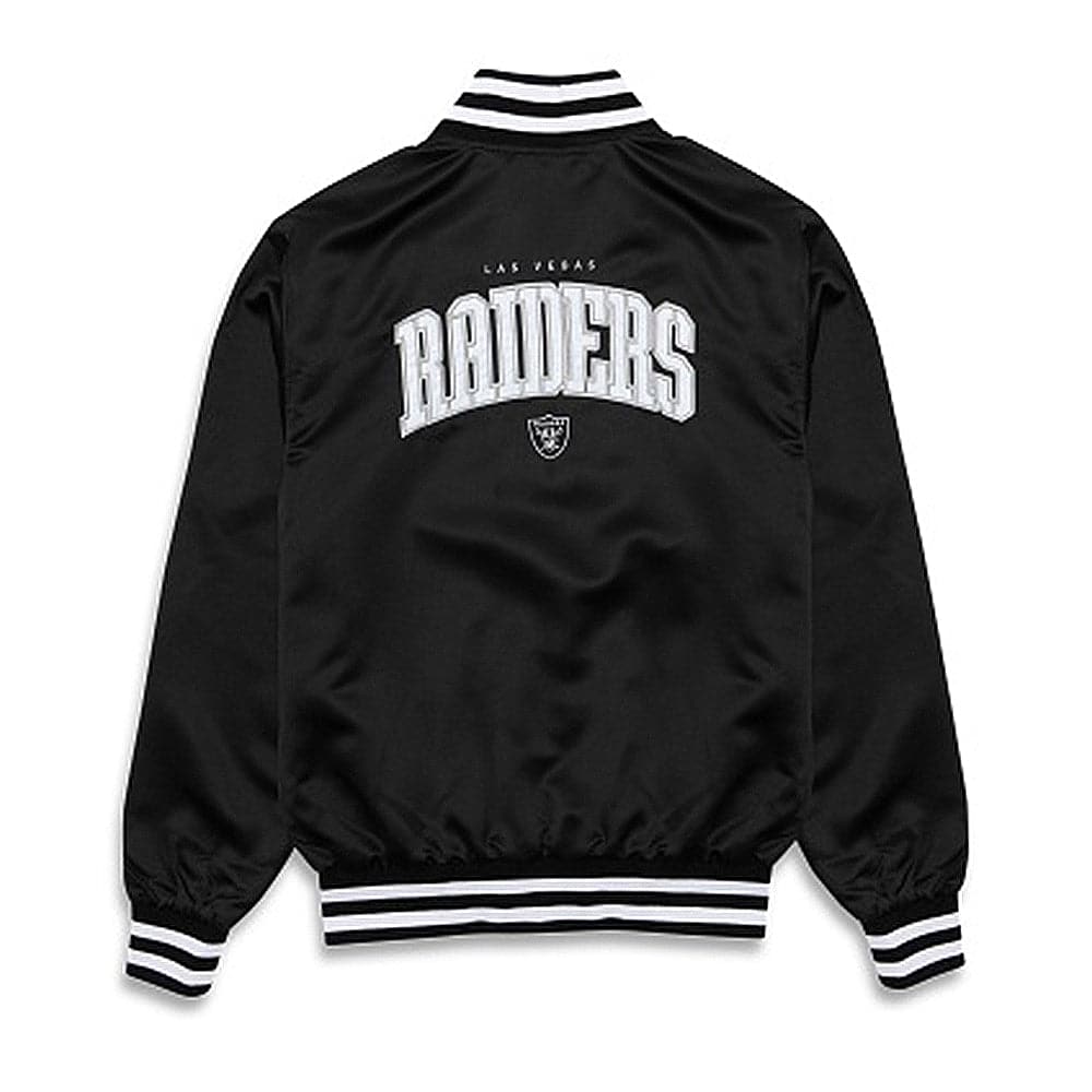New Era Jackets Las Vegas Raiders New Era NFL Team Stencil Satin Button Jacket - Black