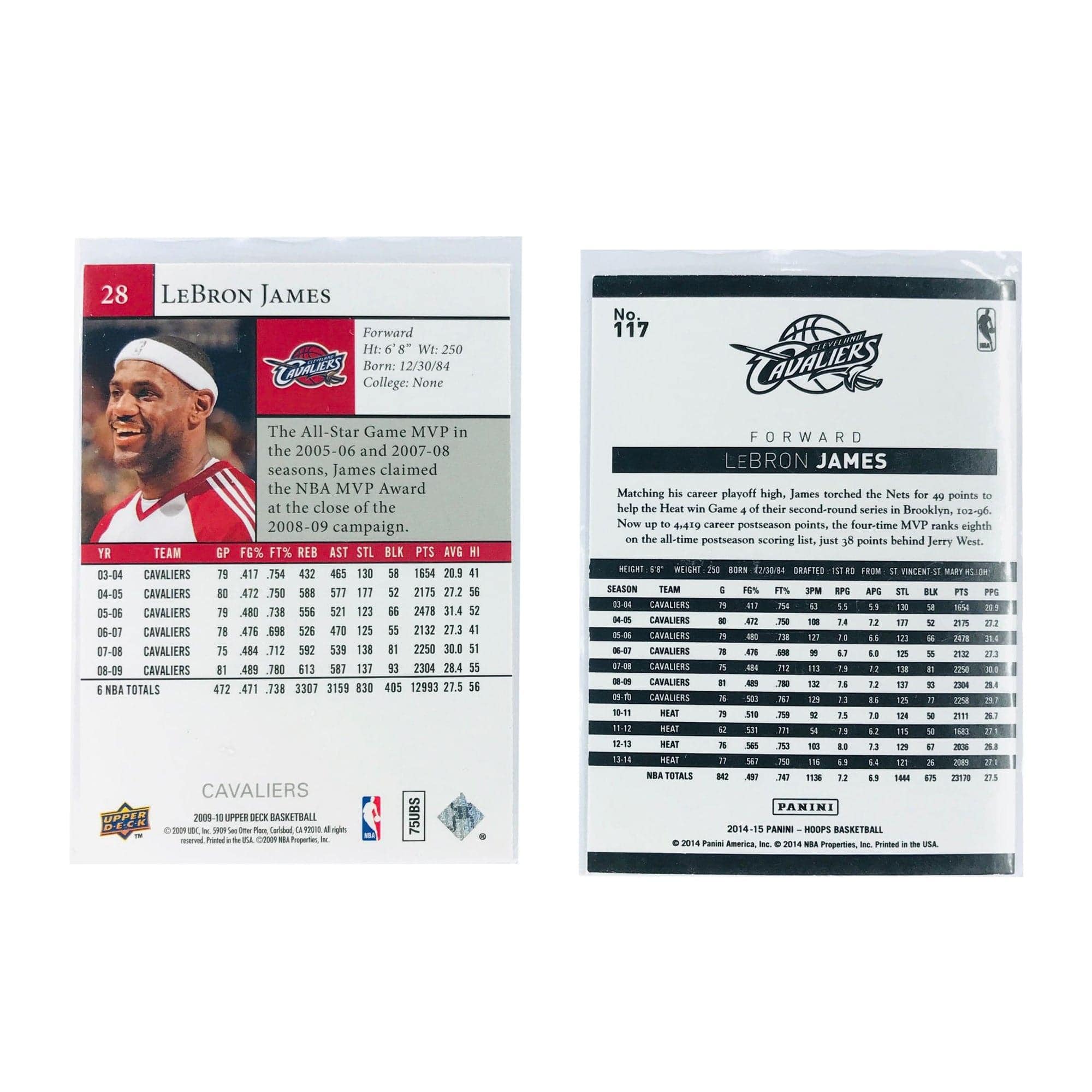Panini Cards LeBron James Cleveland Cavaliers Panini/Upper Deck NBA 2 Card Set