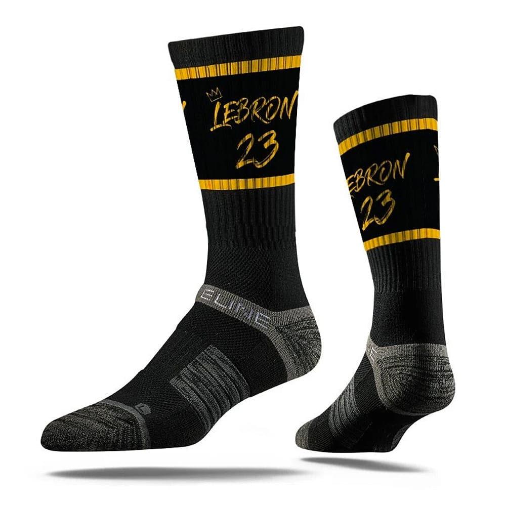 Strideline Socks M/L (8-12 US) LeBron James Los Angeles Lakers Strideline NBA Gold King Premium Crew Socks - Black