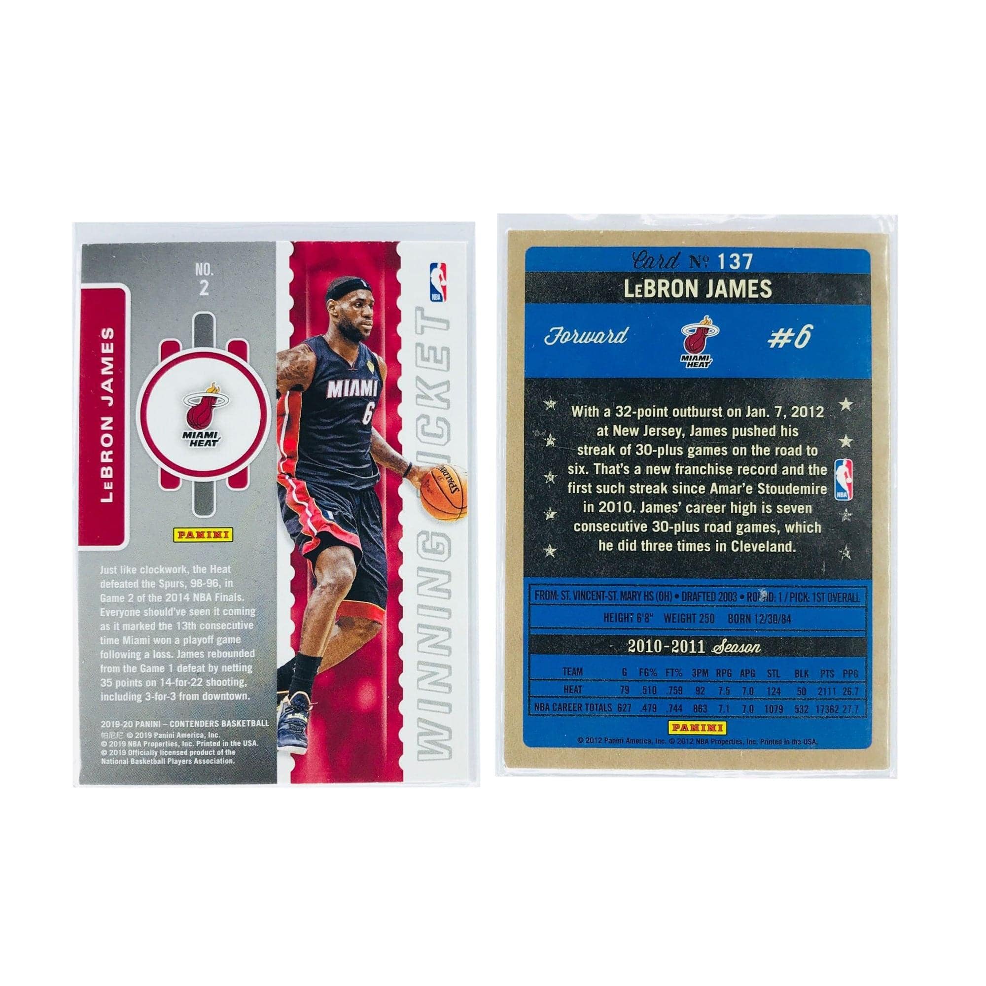 Panini Cards LeBron James Miami Heat Panini NBA 2 Card Insert Set