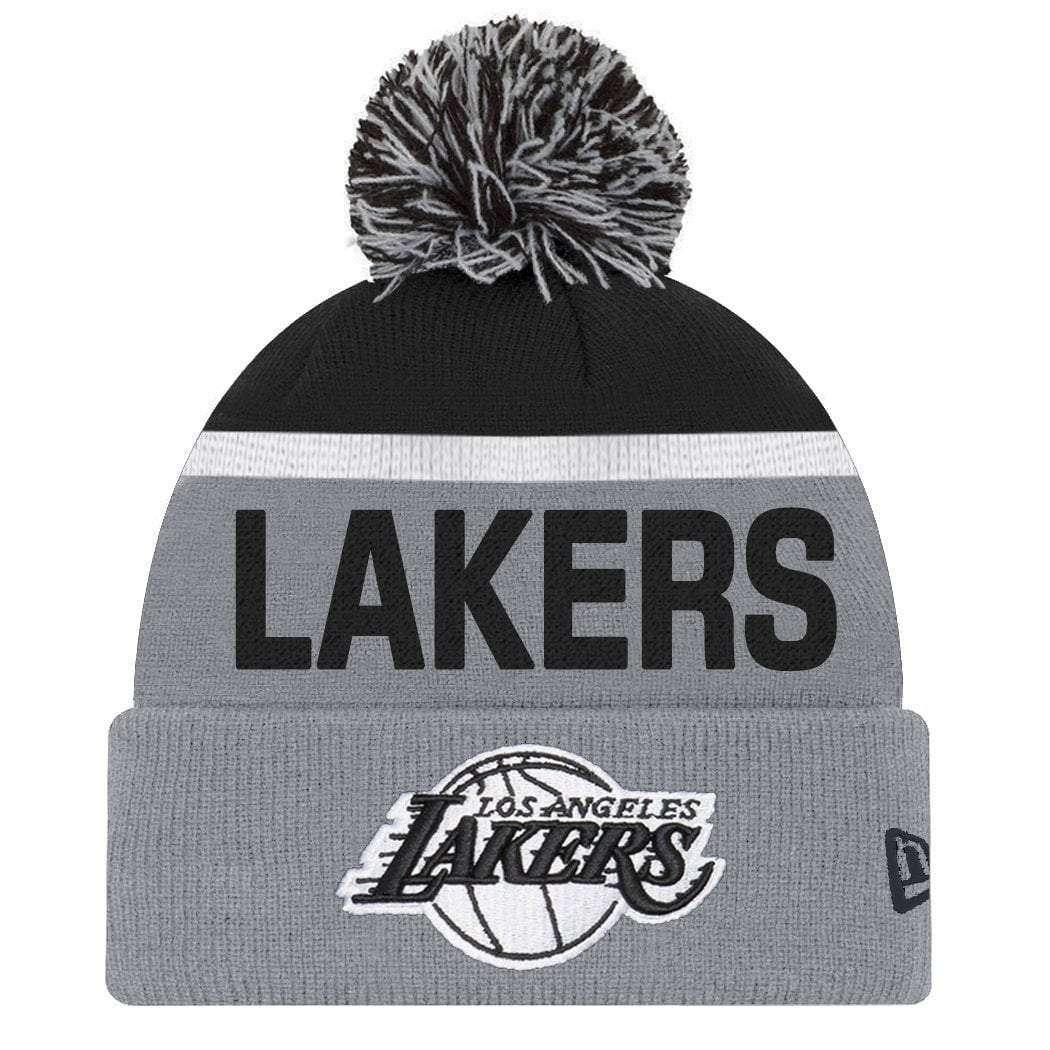Los Angeles Lakers New Era NBA Team Monochrome Knit Beanie - Grey