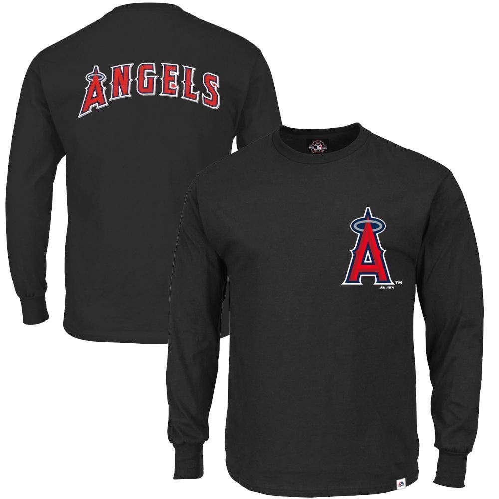 Majestic Athletic Long Sleeve Tees Los Angeles Angels Majestic MLB Takum Long Sleeve T-Shirt - Black