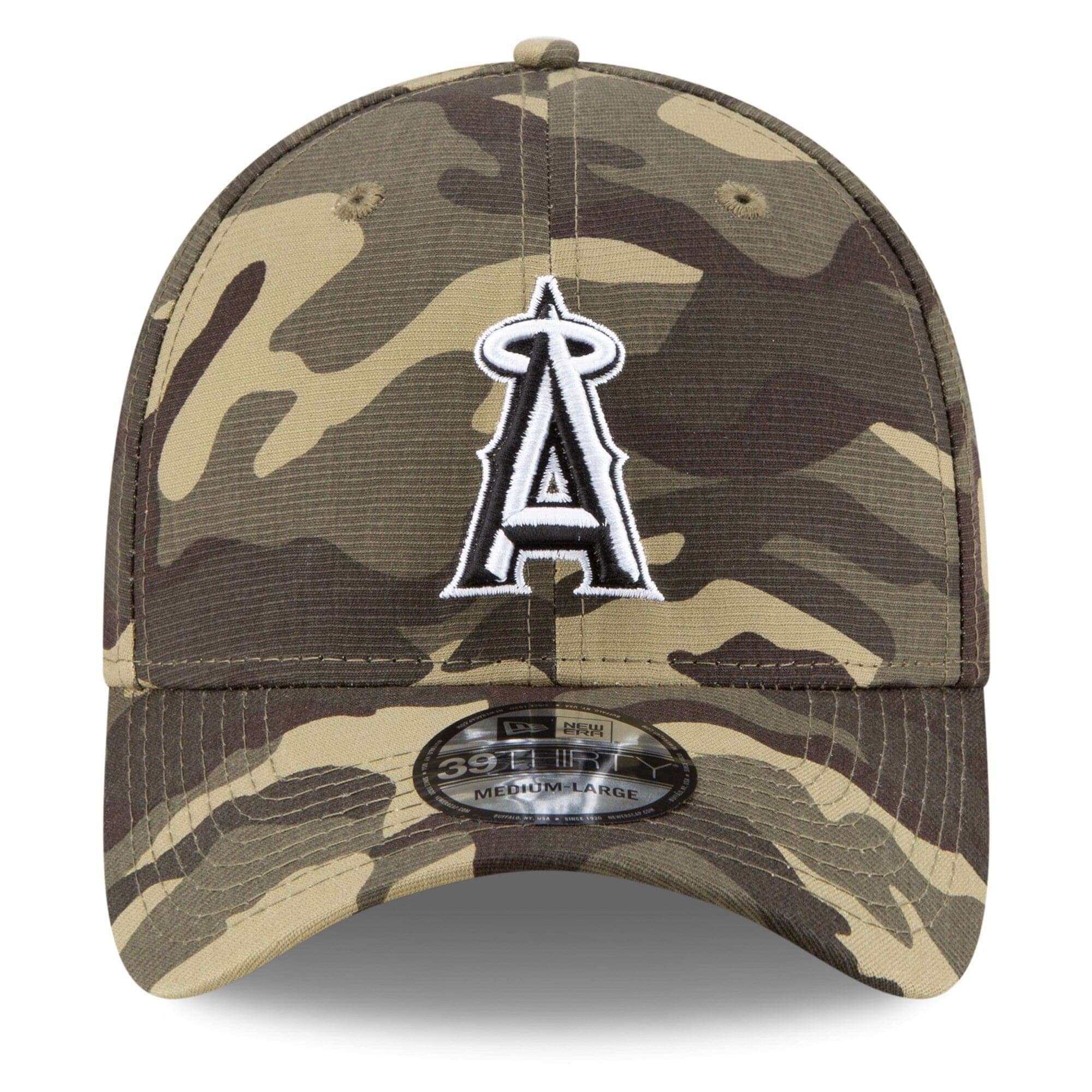 New Era Caps Los Angeles Angels New Era MLB 2021 Armed Forces 39THIRTY Flex Fit Curve Hat - Camo