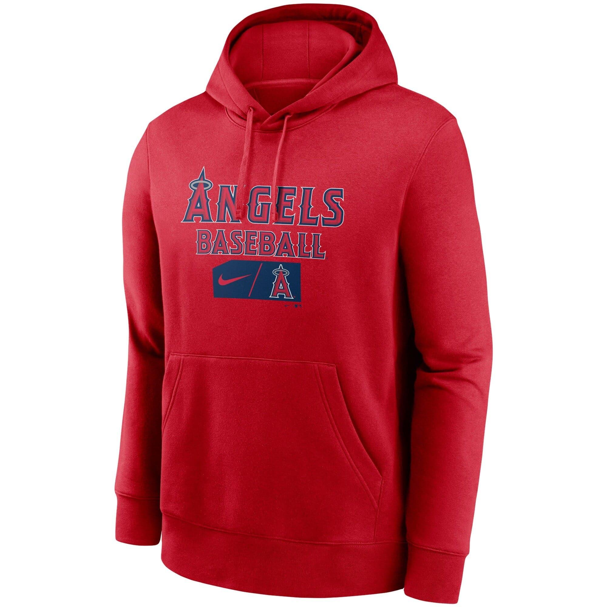 Nike Jumpers Los Angeles Angels Nike MLB Team Lettering Club Hoodie Jumper - Red