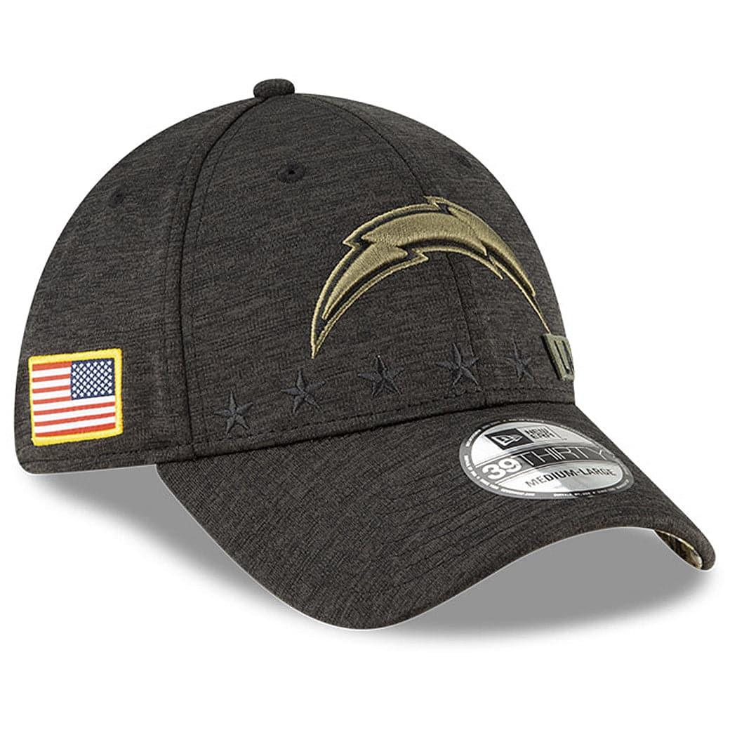 New Era Caps Los Angeles Chargers New Era NFL 2020 Sideline 39THIRTY Flex Fit Curve Hat - Black