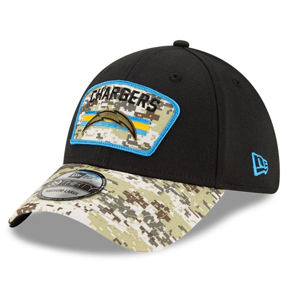 New Era Caps Los Angeles Chargers New Era NFL 2021 Salute To Service 39THIRTY Flex Fit Hat - Black