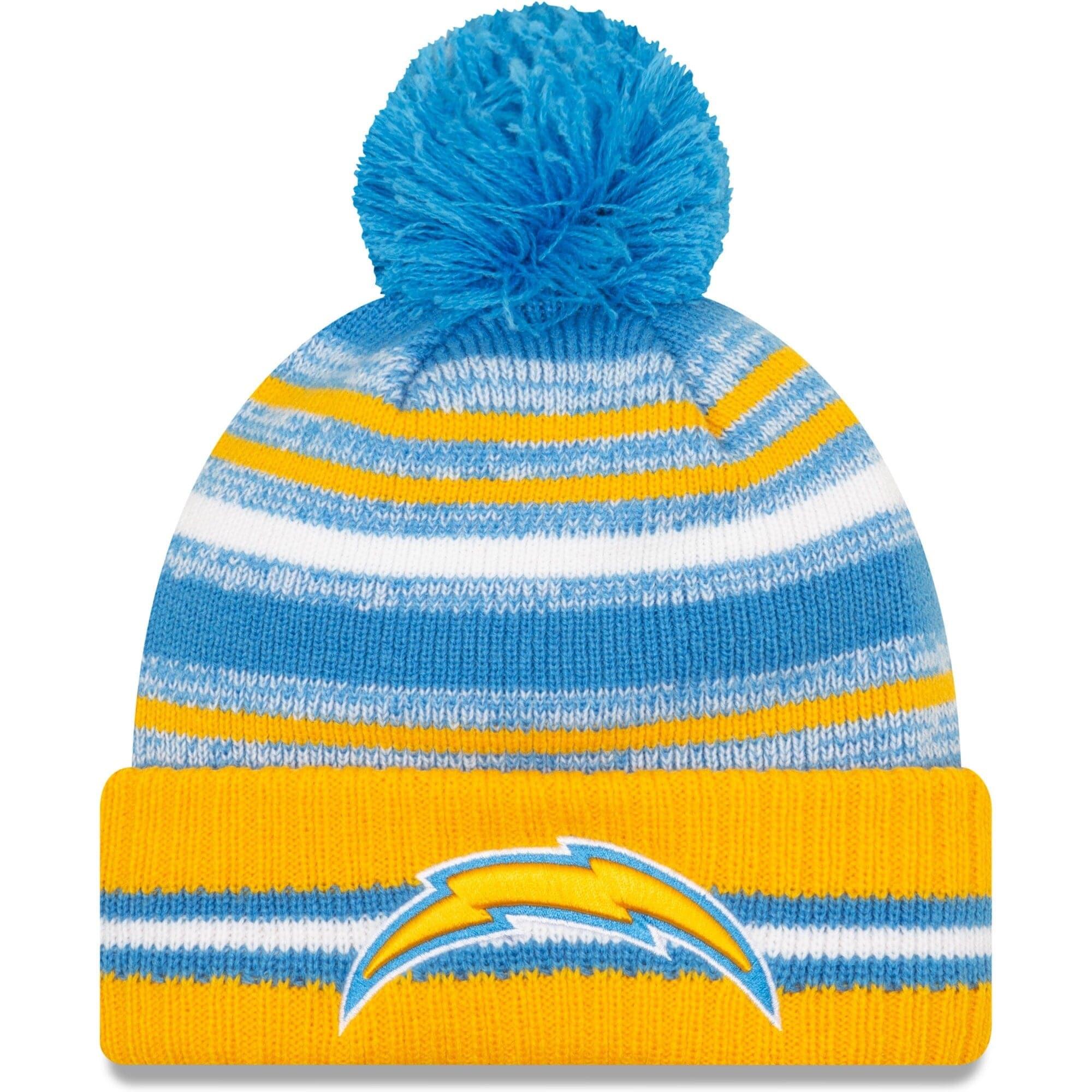 New Era Beanies Los Angeles Chargers New Era NFL 2021 Sideline Team Pom Knit Beanie - Blue