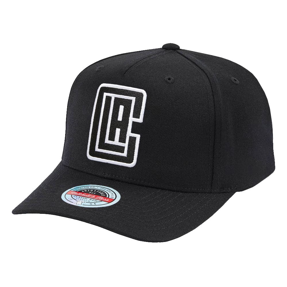 Mitchell And Ness Caps Los Angeles Clippers Mitchell & Ness NBA Black & White Classic Red Curve Snapback Hat