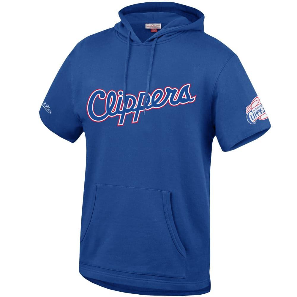 Mitchell And Ness Jumpers Los Angeles Clippers Mitchell & Ness NBA HWC French Terry Short Sleeve Hoodie Jumper - Blue
