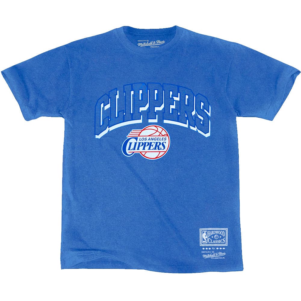 Mitchell And Ness T-Shirts Los Angeles Clippers Mitchell & Ness NBA HWC Keyline Vintage T-Shirt - Faded Blue