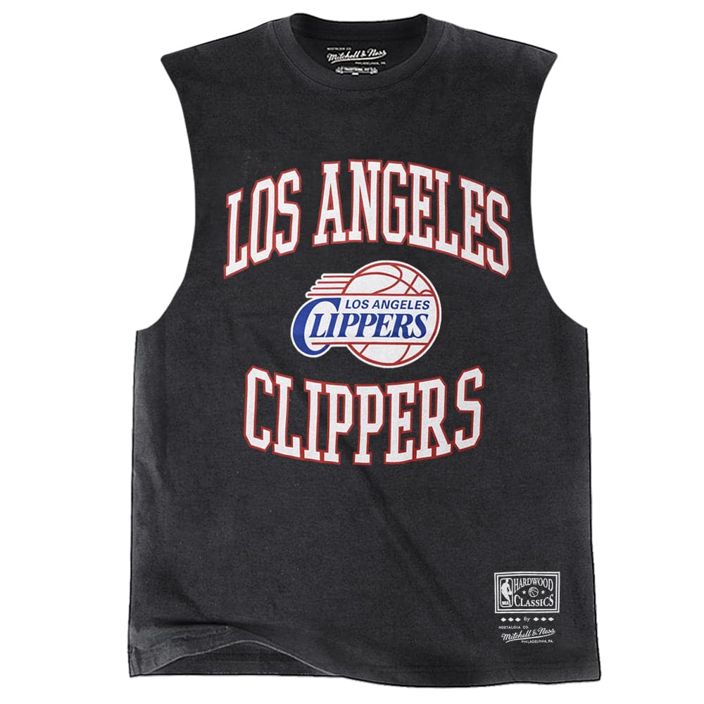 Mitchell And Ness T-Shirts Los Angeles Clippers Mitchell & Ness NBA HWC Vintage Crest Logo Muscle T-Shirt - Black