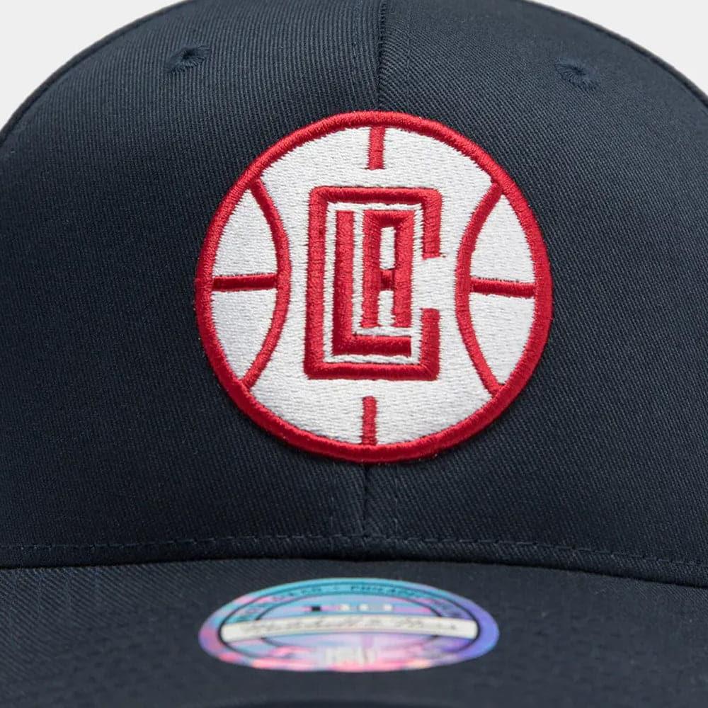 Mitchell And Ness Caps Los Angeles Clippers Mitchell & Ness NBA Red & White 110 Curve Snapback Hat - Navy