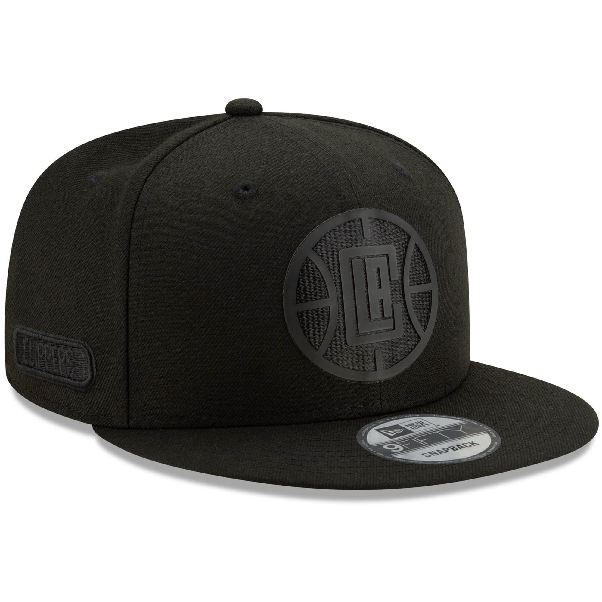 New Era Caps Los Angeles Clippers New Era NBA 2020 Black On Black Back Half 9FIFTY Snapback Hat