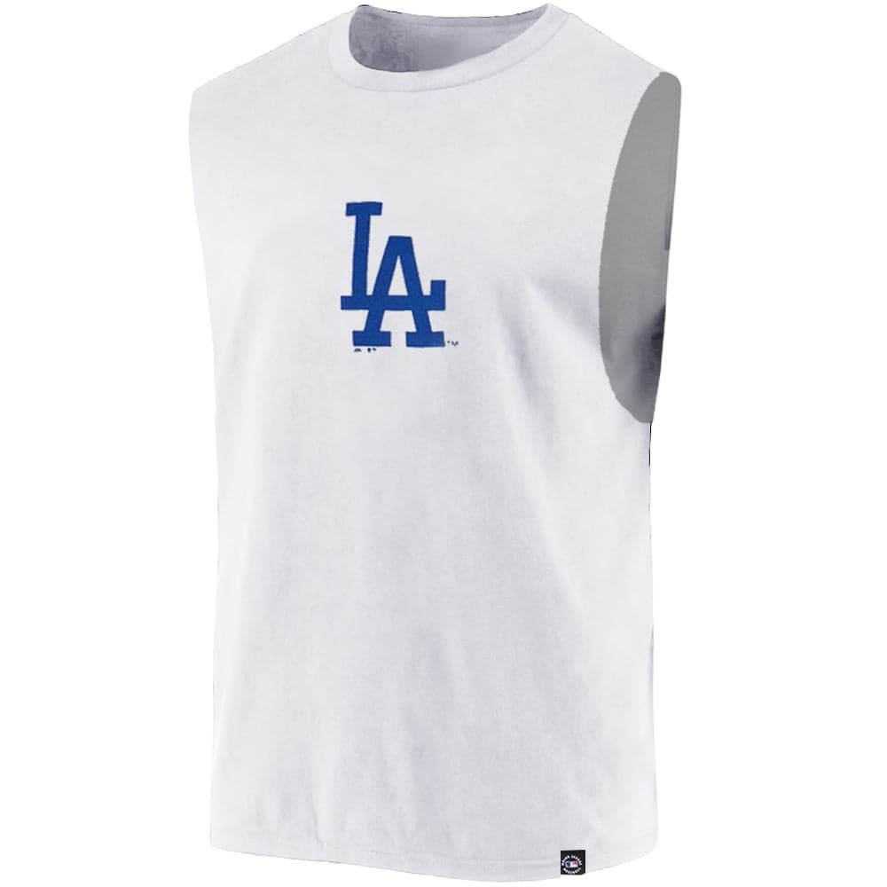 Majestic Athletic T-Shirts Los Angeles Dodgers Majestic MLB Bailey Sleeveless Muscle T-Shirt - White