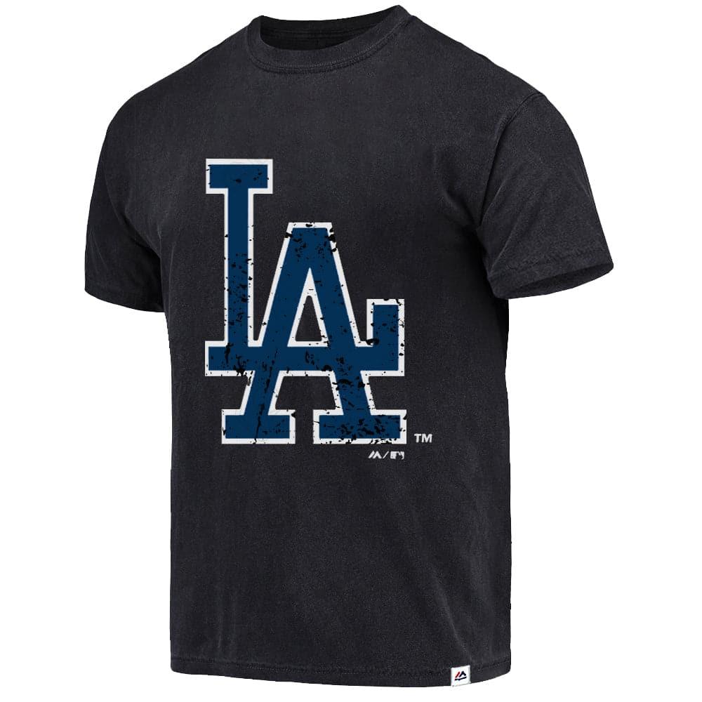 Majestic Athletic T-Shirts Los Angeles Dodgers Majestic MLB Big Logo Vintage T-Shirt - Black