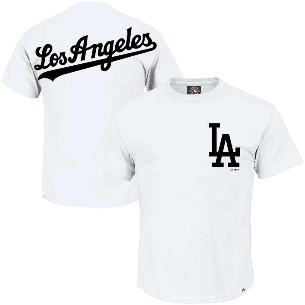 Majestic Athletic T-Shirts Los Angeles Dodgers Majestic MLB Hastings T-Shirt - White