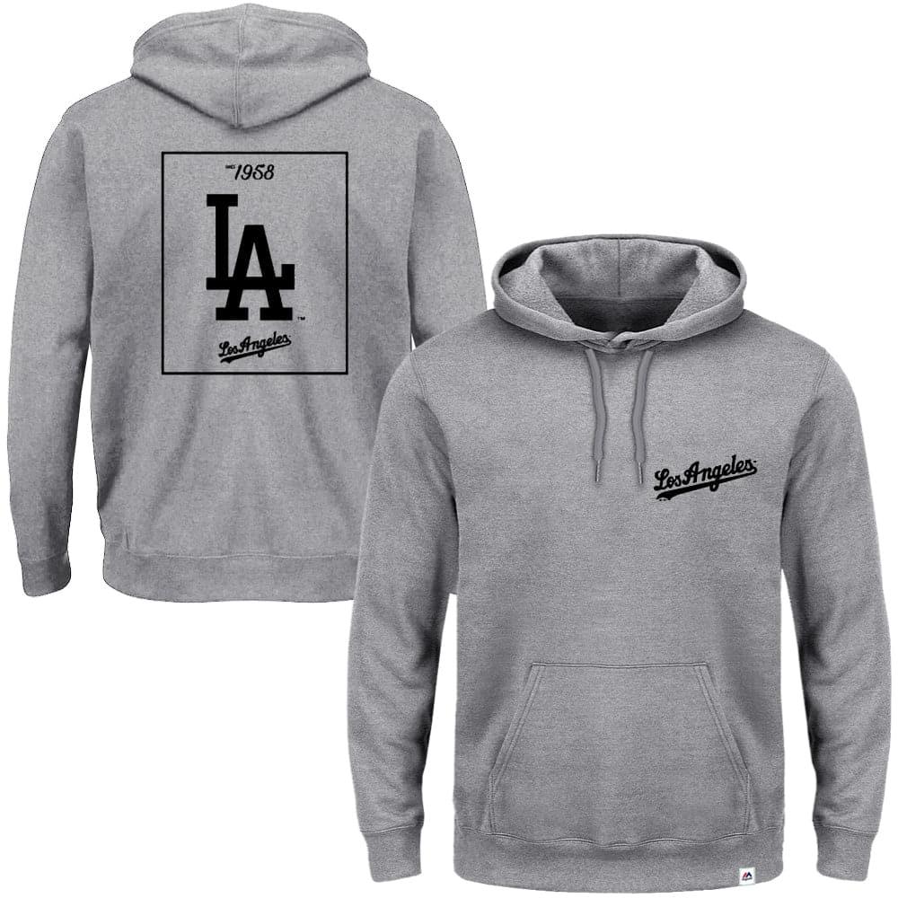 Majestic Athletic Jumpers Los Angeles Dodgers Majestic MLB Marquer Hoodie Jumper - Grey Marle