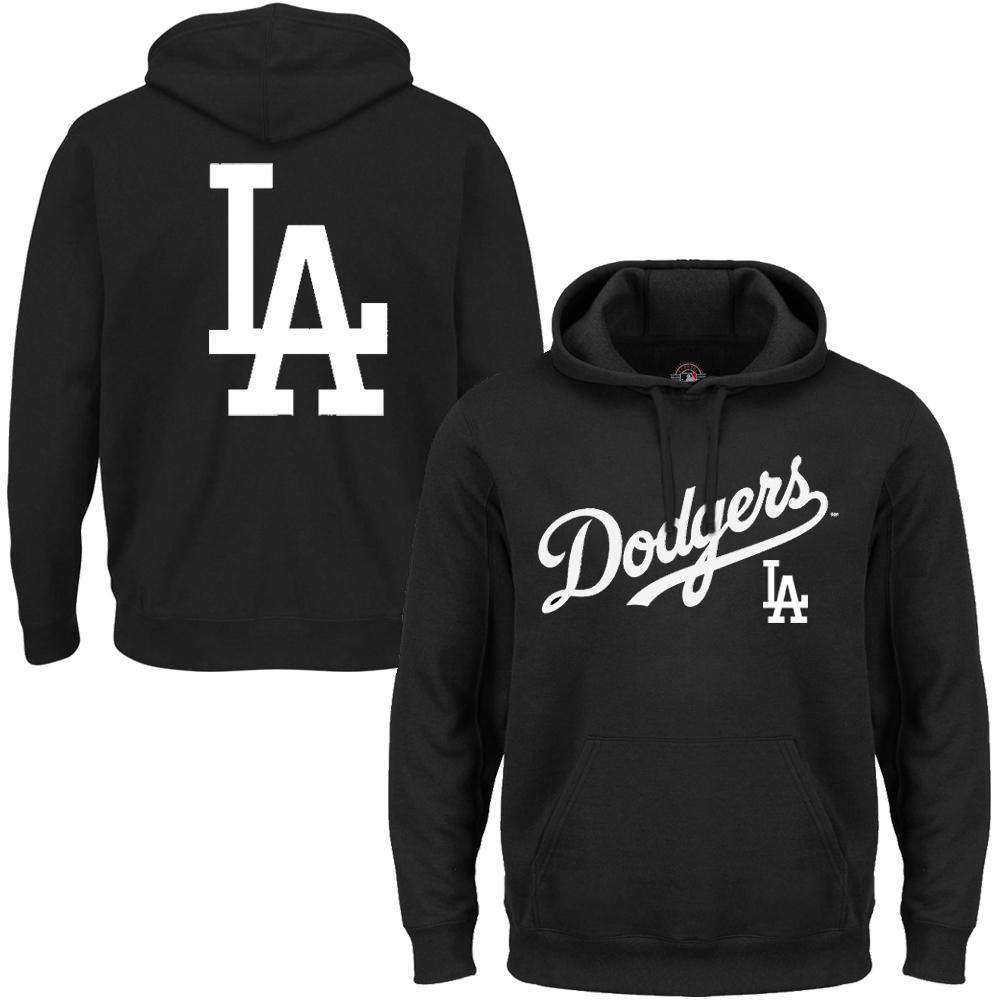Majestic Athletic Jumpers Los Angeles Dodgers Majestic MLB Rolsher Hoodie Jumper - Black