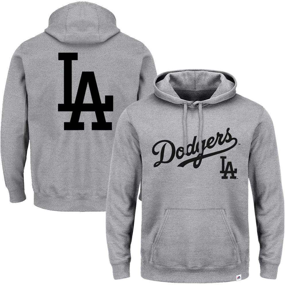 Majestic Athletic Jumpers Los Angeles Dodgers Majestic MLB Rolsher Hoodie Jumper - Grey