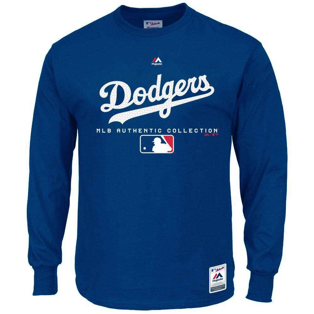 Majestic Athletic Long Sleeve Tees Los Angeles Dodgers Majestic MLB Team Drive Long Sleeve T-Shirt - Blue