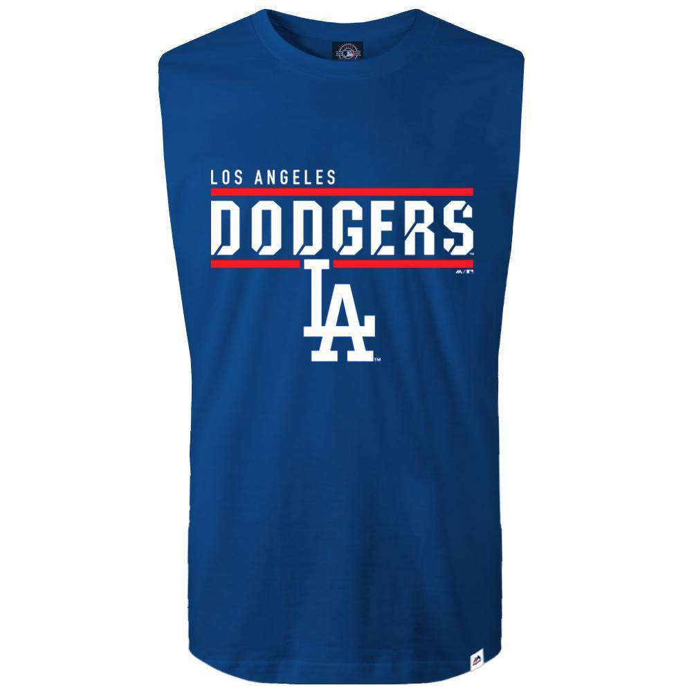Majestic Athletic T-Shirts Los Angeles Dodgers Majestic MLB Team Flex Sleeveless Muscle T-Shirt - Blue