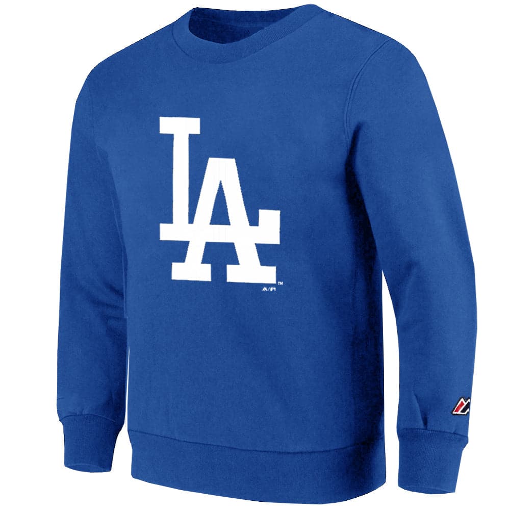 Majestic Athletic Jumpers Los Angeles Dodgers Majestic MLB Team Logo Crew Jumper - Blue