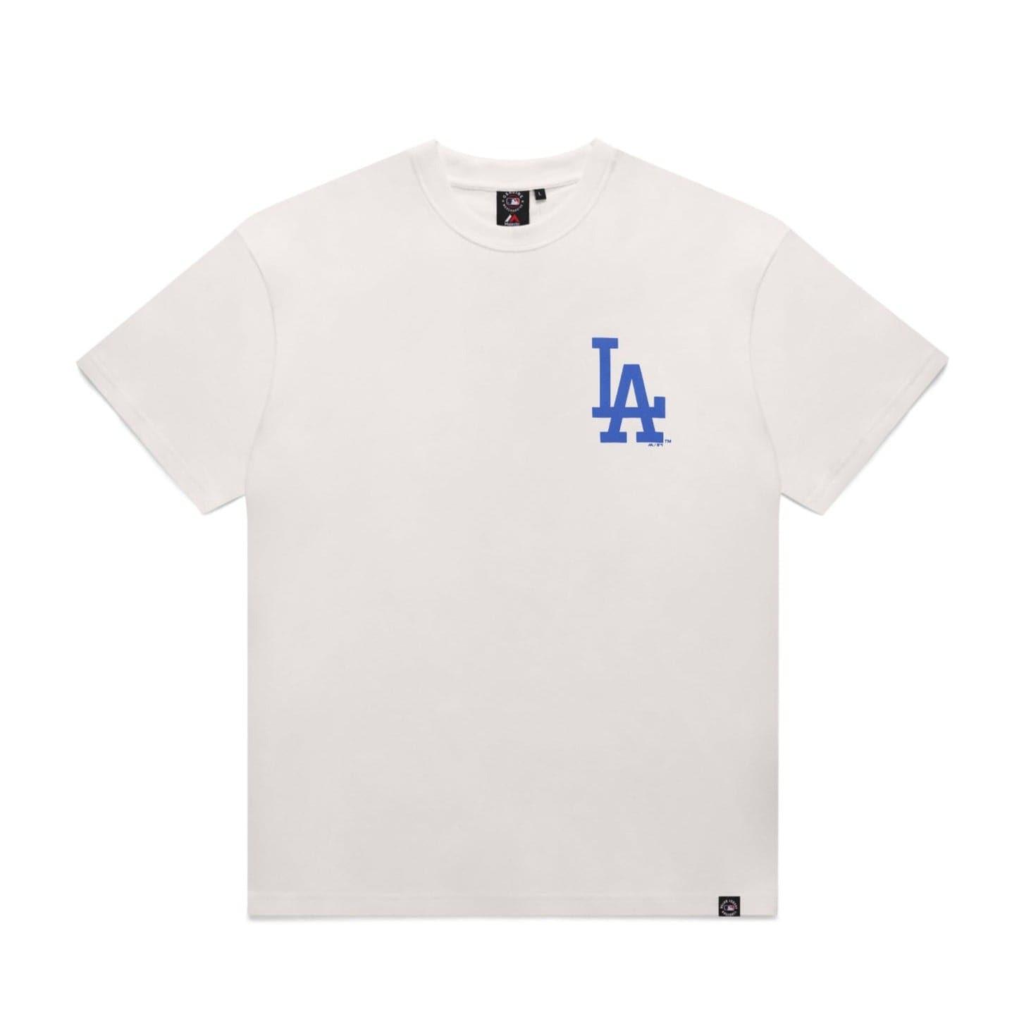 Majestic Athletic T-Shirts Los Angeles Dodgers MLB Jeaner Vintage T-Shirt - Vintage White