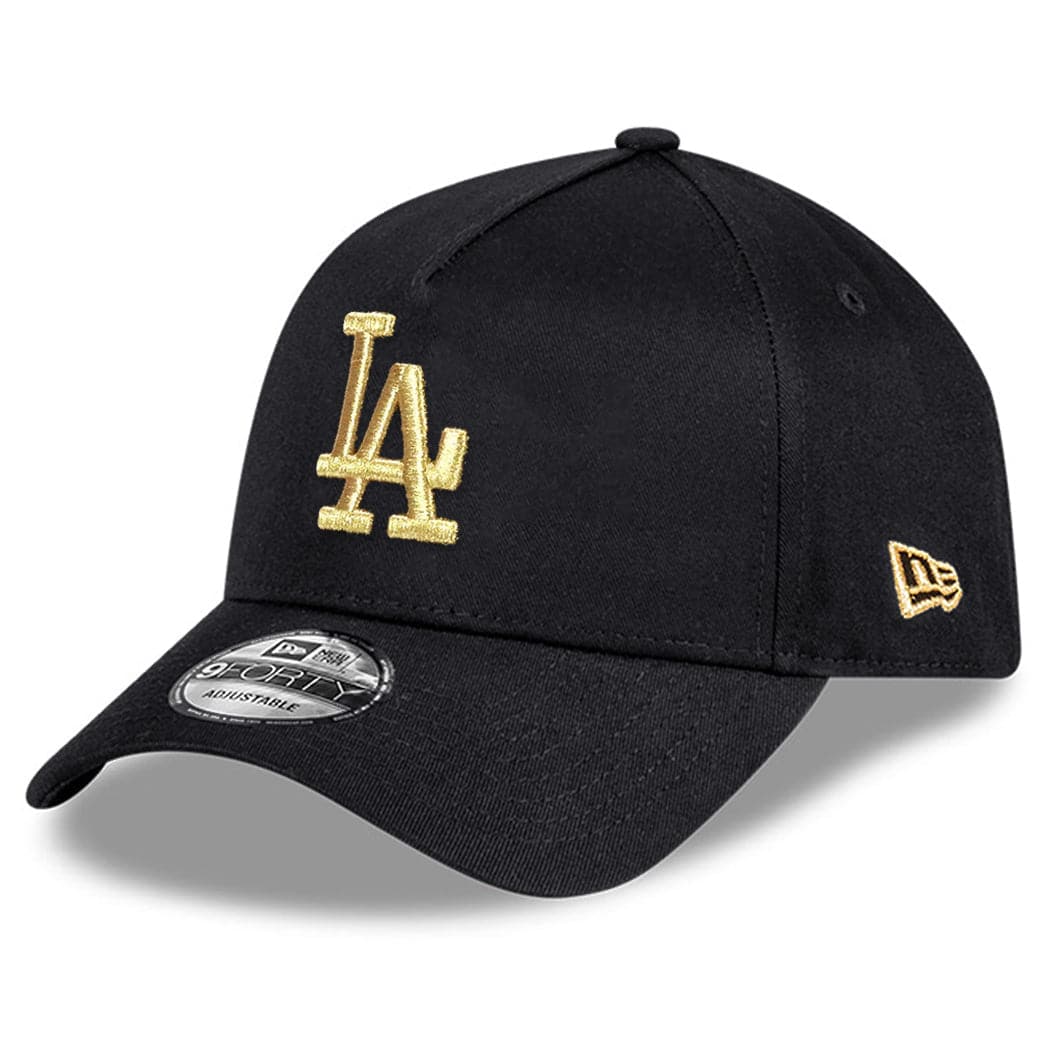 New Era Caps Los Angeles Dodgers New Era MLB Black & Gold 9FORTY A-Frame Curve Snapback Hat - Black
