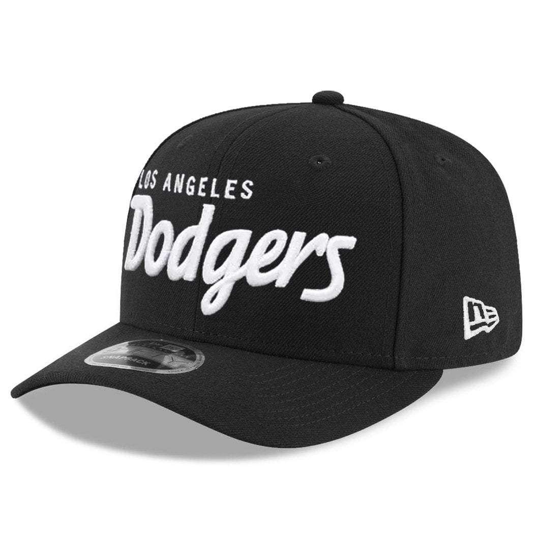 New Era Caps Los Angeles Dodgers New Era MLB Black & White Script Pre-Curved OF 9FIFTY Snapback Hat