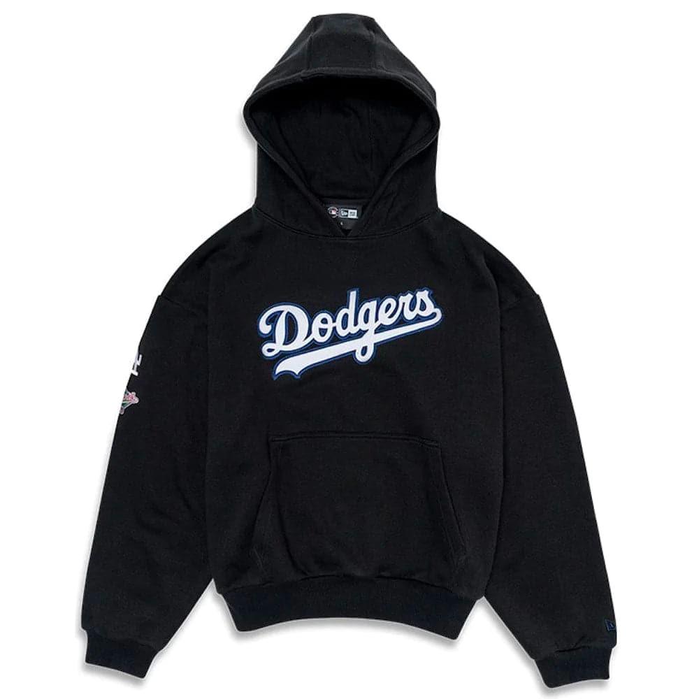 New Era Jumpers Los Angeles Dodgers New Era MLB Oversized Lockstitch Script Hoodie - Black
