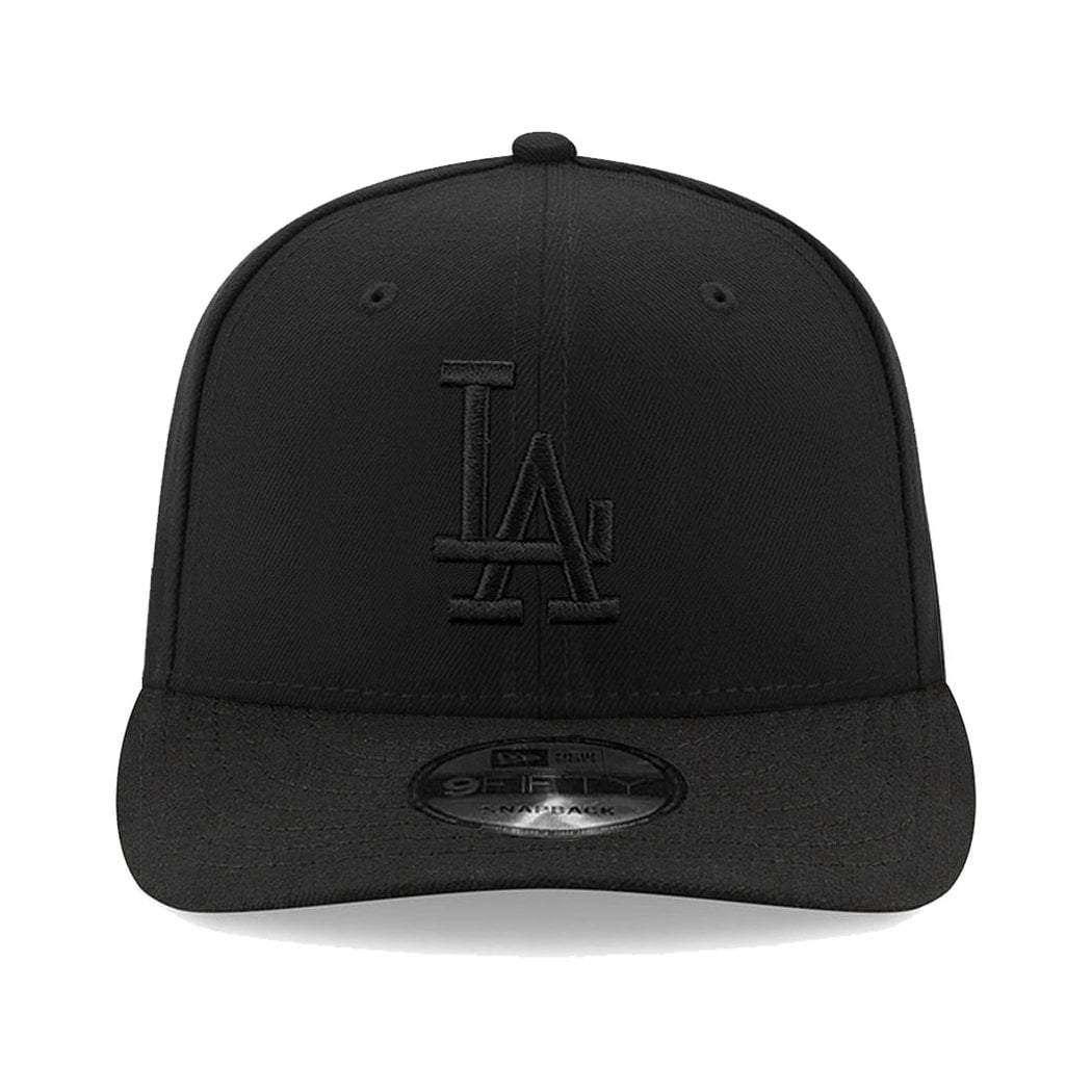 New Era Caps Los Angeles Dodgers New Era MLB Pre-Curved Black On Black 9FIFTY Snapback Hat