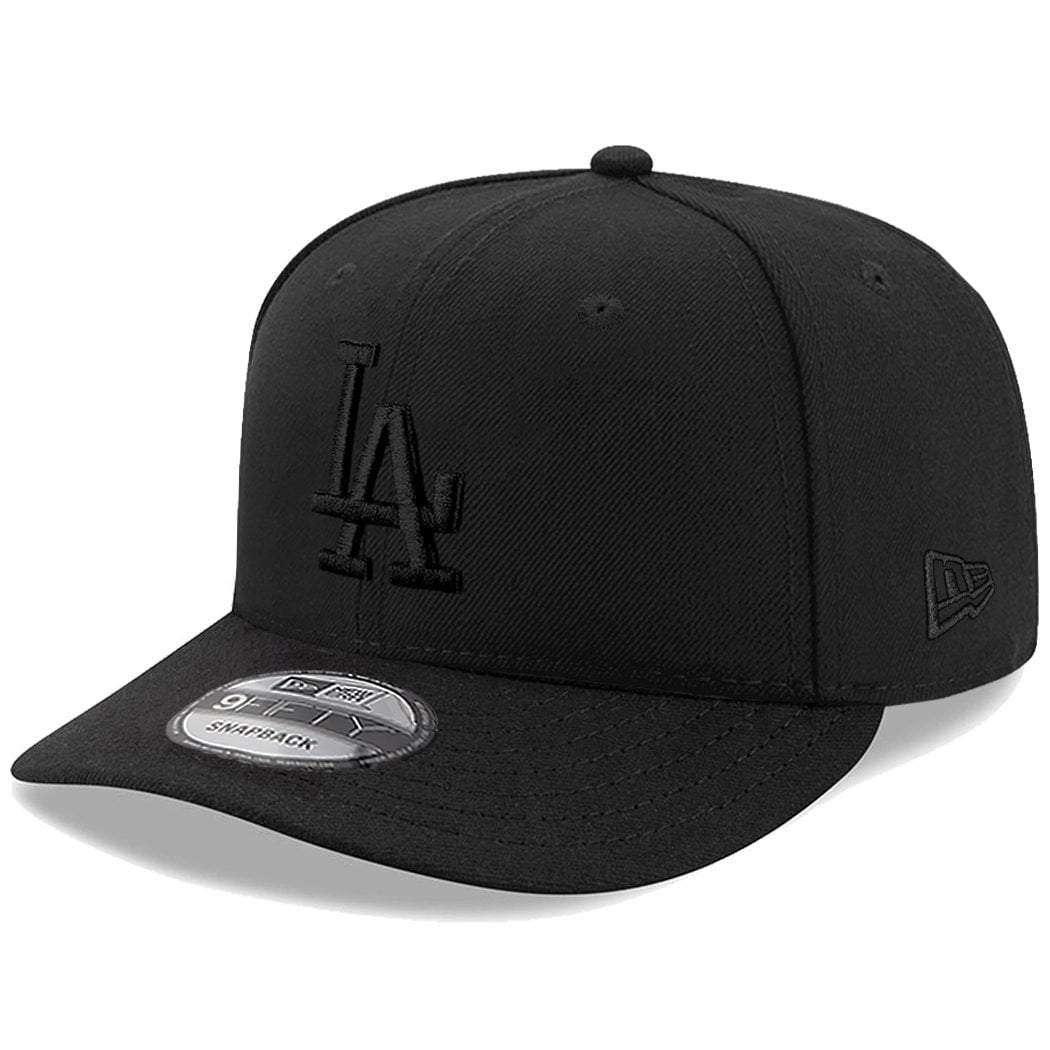 New Era Caps Los Angeles Dodgers New Era MLB Pre-Curved Black On Black 9FIFTY Snapback Hat