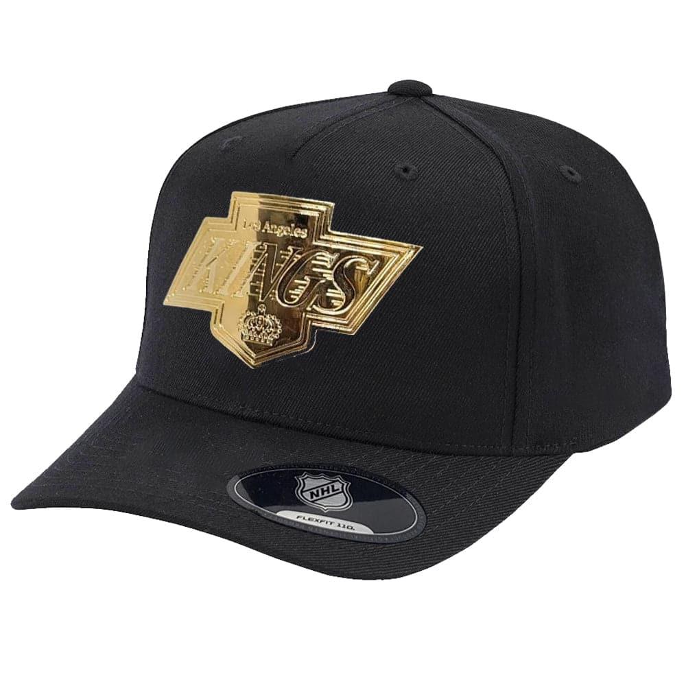 NHL Branded Caps Los Angeles Kings NHL Gold Enamel Logo 110 Curve Snapback Hat - Black