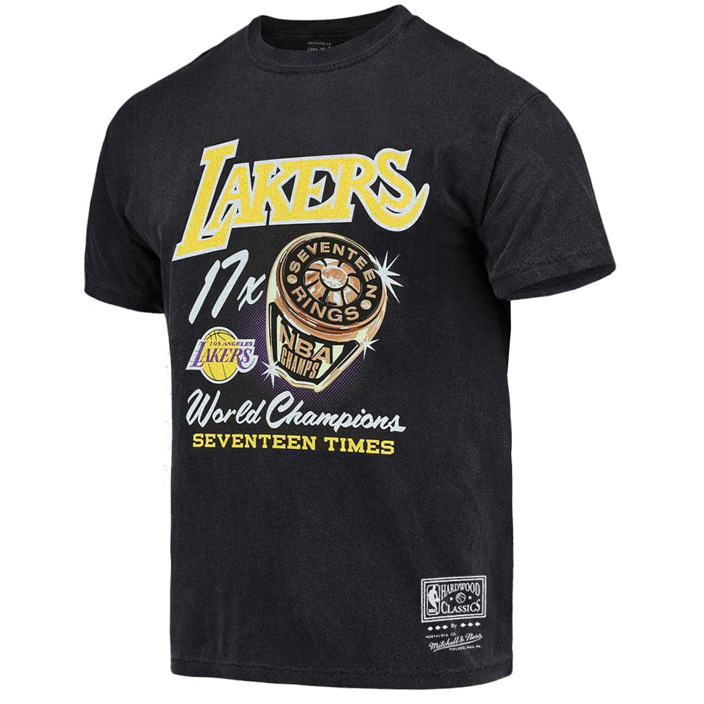 Mitchell And Ness T-Shirts Los Angeles Lakers Mitchell & Ness NBA 17x Bling Rings Vintage T-Shirt - Black
