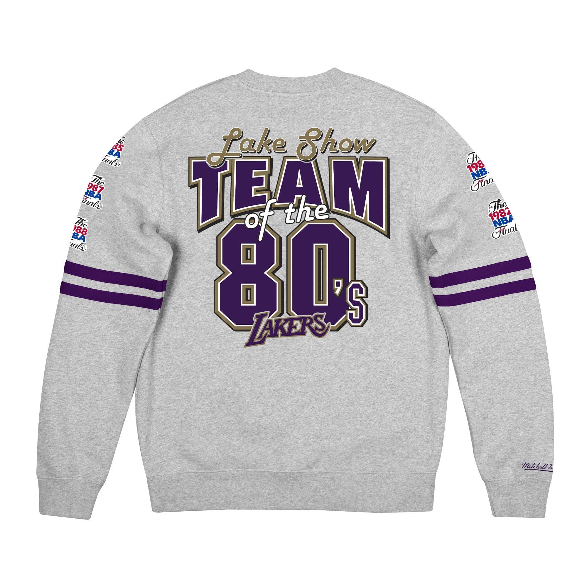 Mitchell And Ness Jumpers Los Angeles Lakers Mitchell & Ness NBA All Over Champs Premium Crew Jumper - Grey
