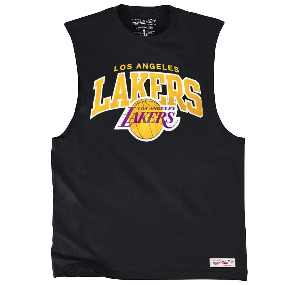 Mitchell And Ness T-Shirts Los Angeles Lakers Mitchell & Ness NBA Arch Muscle T-Shirt - Black