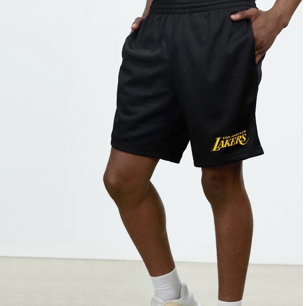 Mitchell And Ness Shorts Los Angeles Lakers Mitchell & Ness NBA Basic Mesh Premium Shorts - Black
