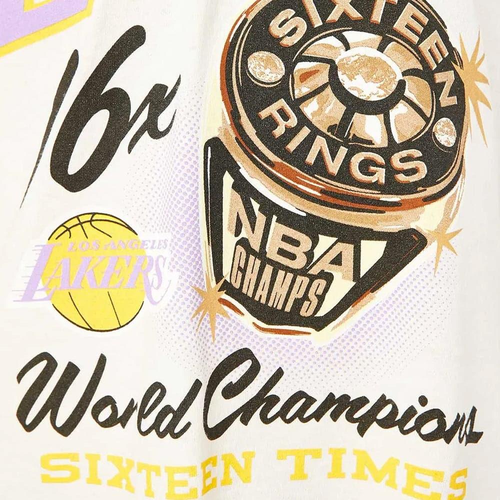 Mitchell And Ness T-Shirts Los Angeles Lakers Mitchell & Ness NBA Bling Rings Vintage T-Shirt - White