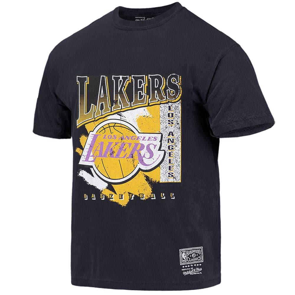 Mitchell And Ness T-Shirts Los Angeles Lakers Mitchell & Ness NBA Brush Off Vintage T-Shirt - Faded Black