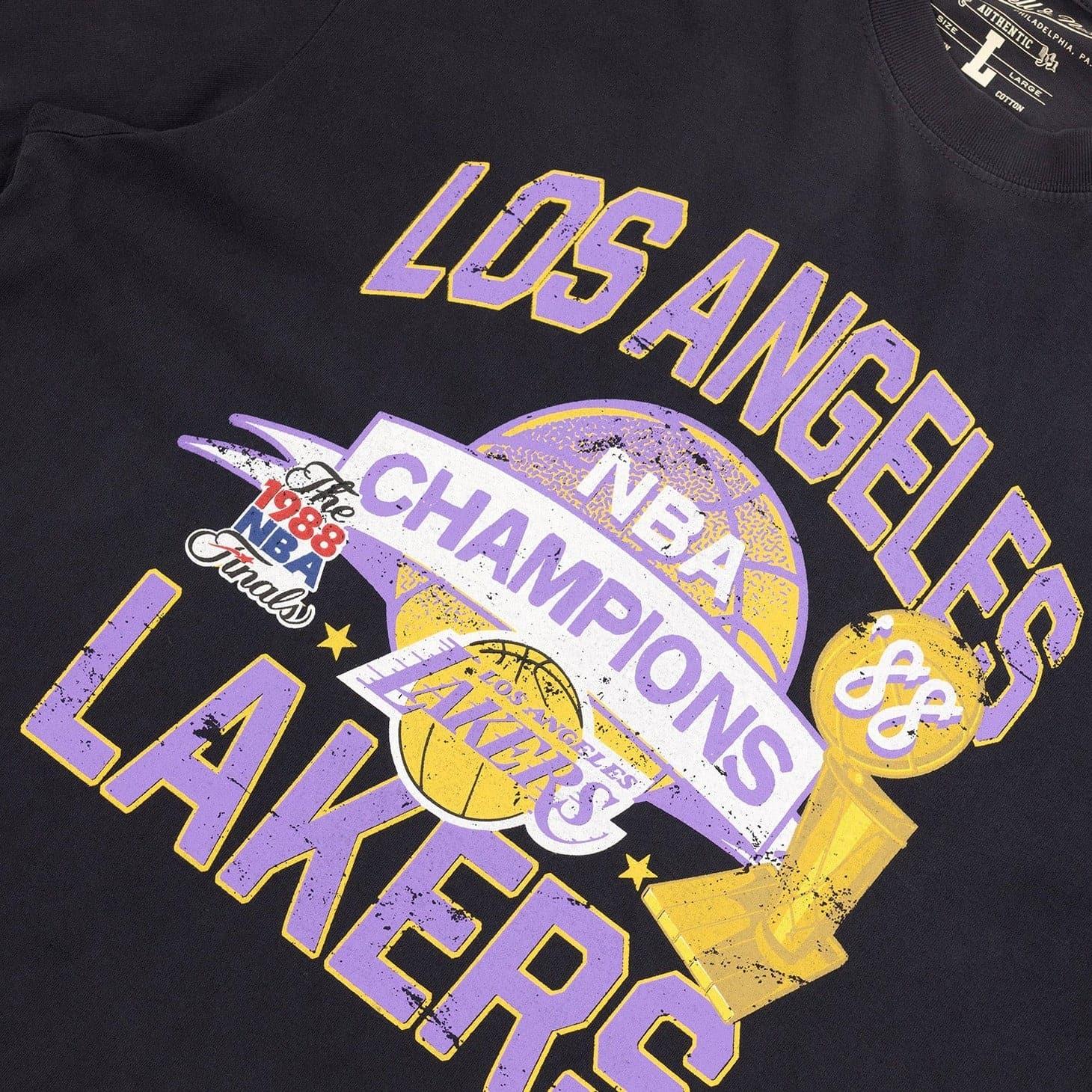 Mitchell And Ness T-Shirts Los Angeles Lakers Mitchell & Ness NBA Champs History Vintage T-Shirt - Faded Black