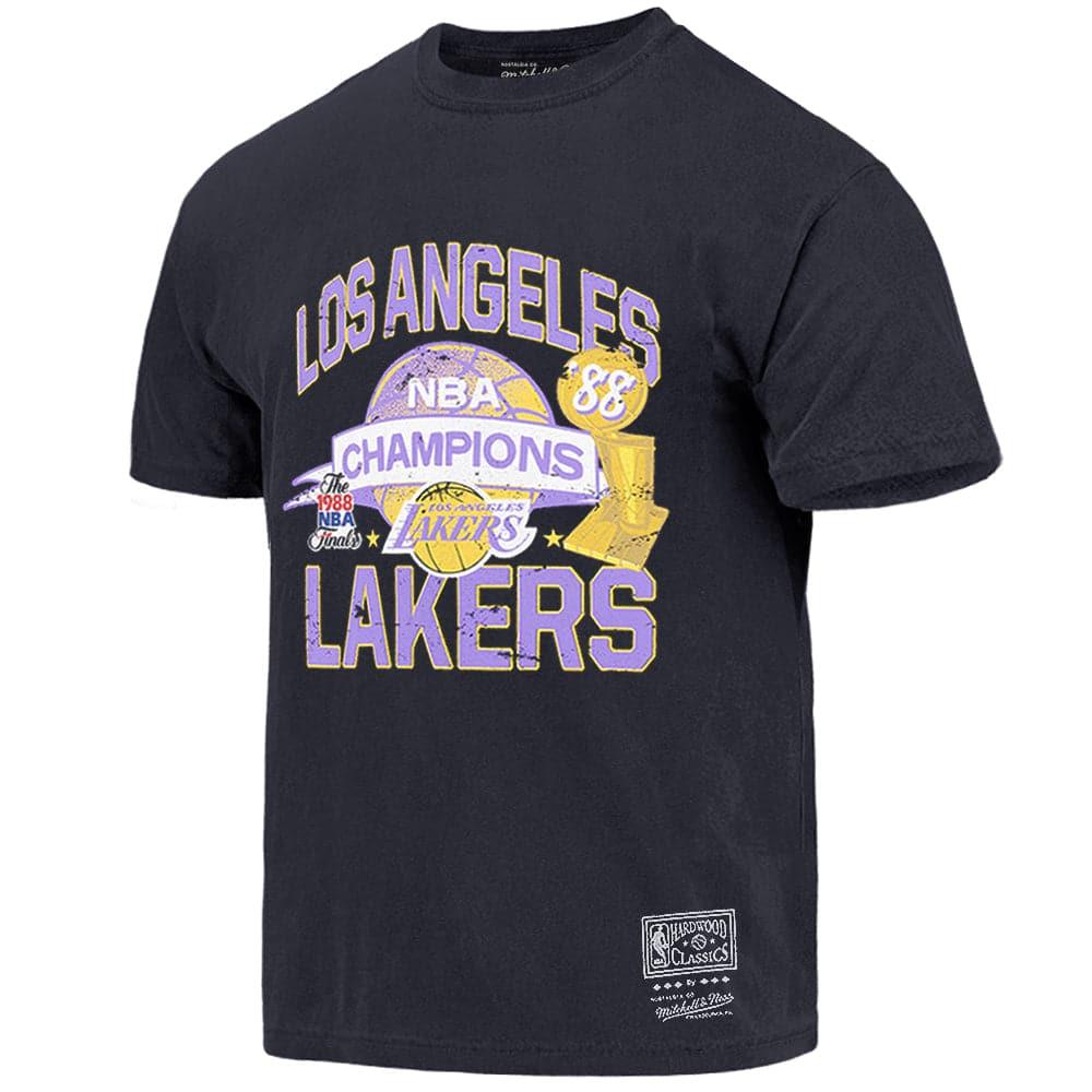 Mitchell And Ness T-Shirts Los Angeles Lakers Mitchell & Ness NBA Champs History Vintage T-Shirt - Faded Black