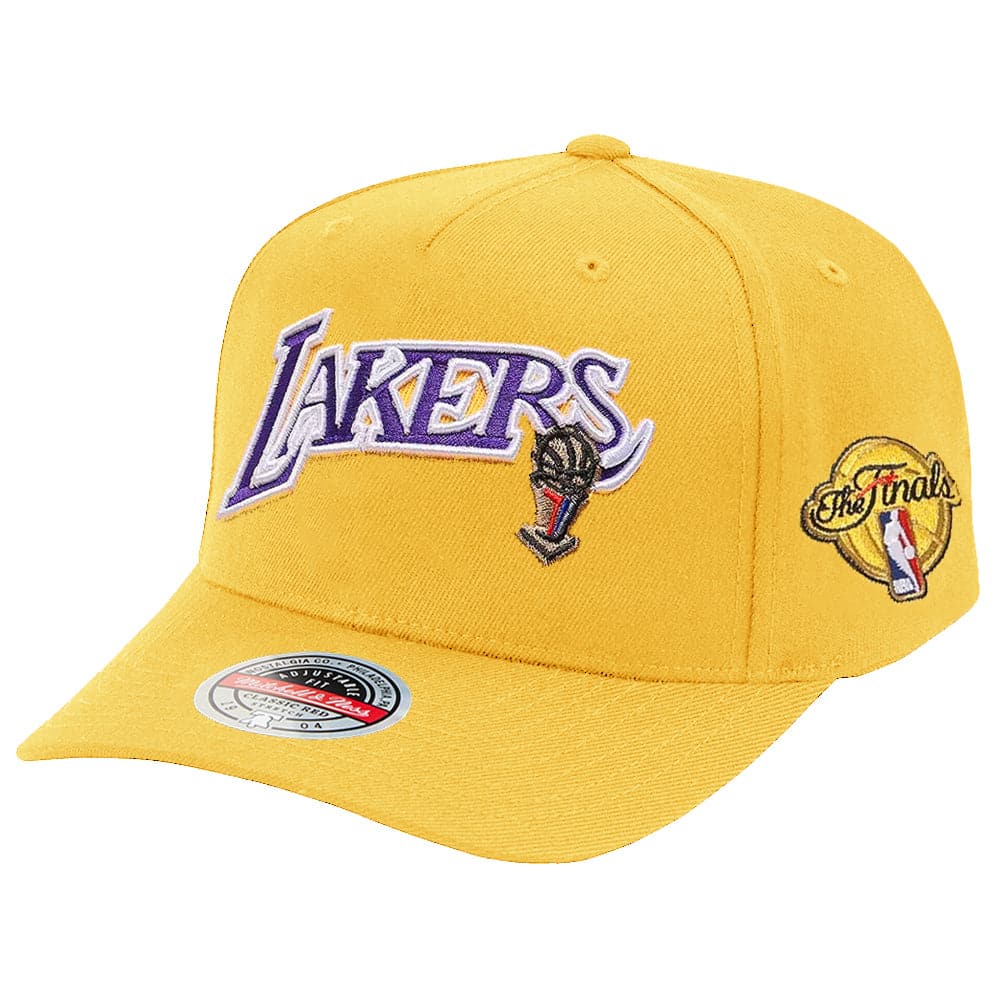 Mitchell And Ness Caps Los Angeles Lakers Mitchell & Ness NBA Finals Patch Classic Red Snapback Hat - Yellow