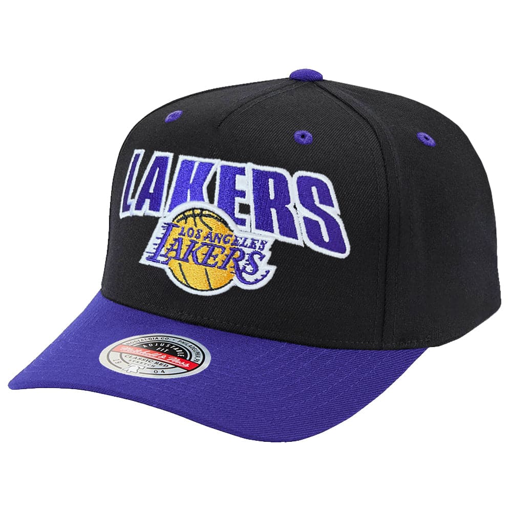 Mitchell And Ness Caps Los Angeles Lakers Mitchell & Ness NBA Flashback Classic Red Snapback Hat - Black