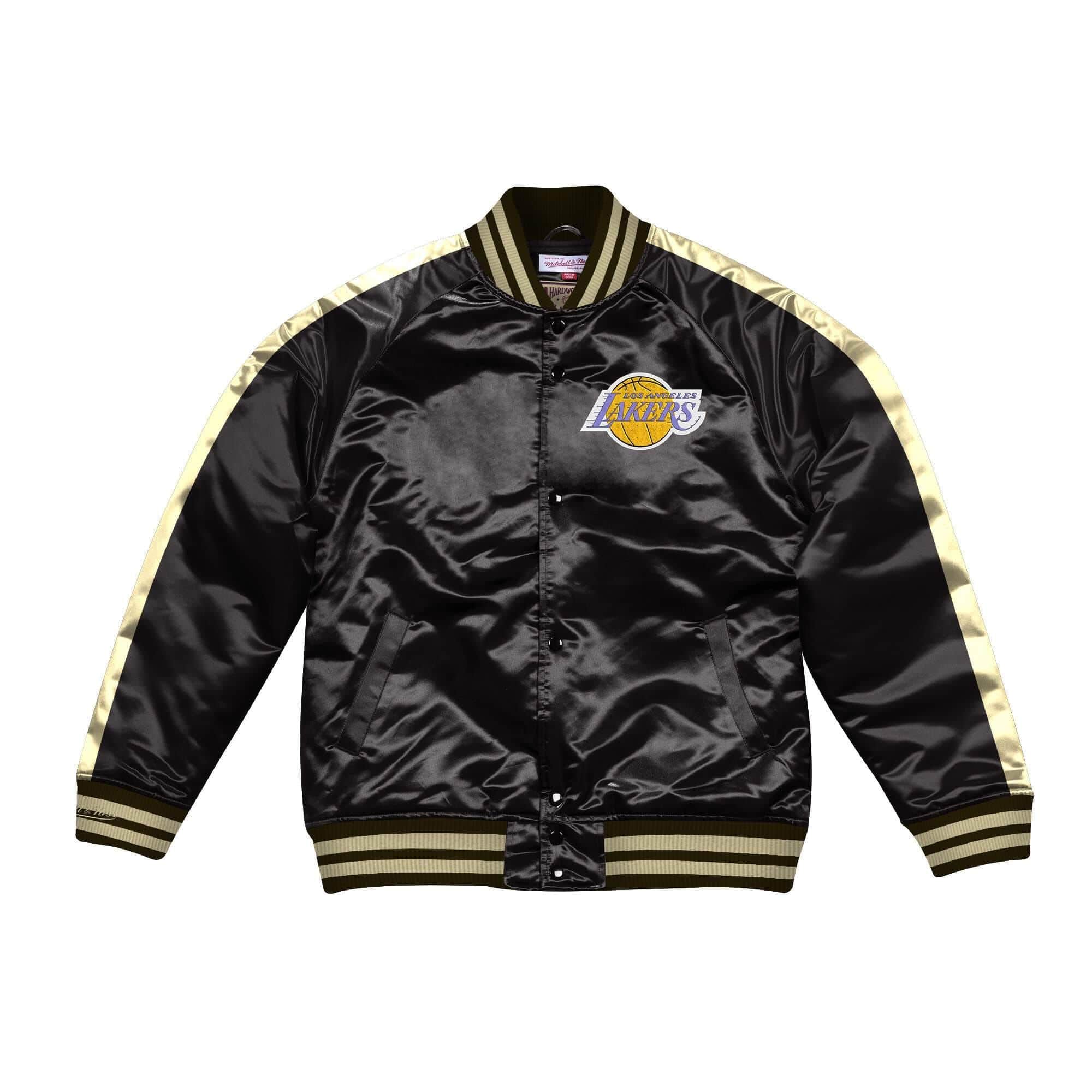 Mitchell And Ness Jackets Los Angeles Lakers Mitchell & Ness NBA Gold Blocked Satin Jacket - Black
